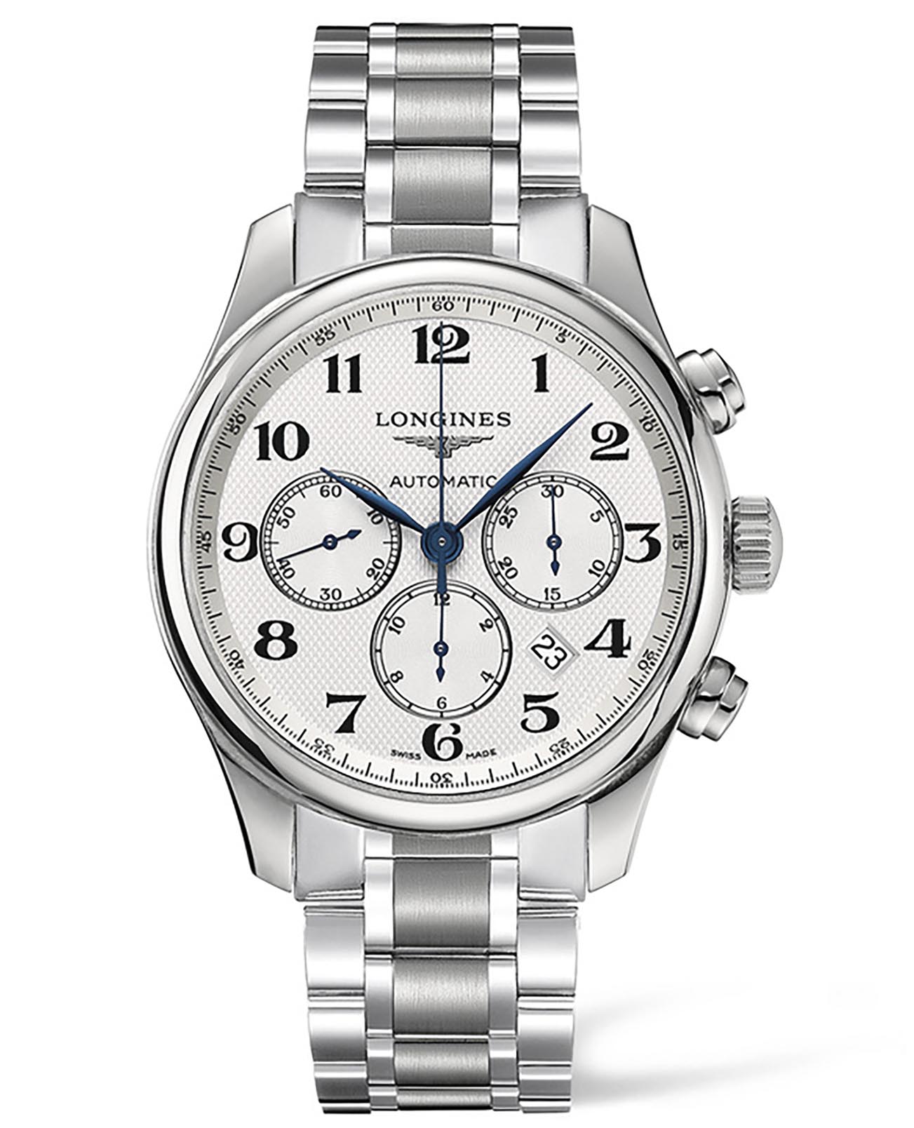Longines Longines Master Collection L2.859.4.78.6  L28594786 механические мужские часы серебристый циферблат, браслет нержавеющая сталь — вид спереди
